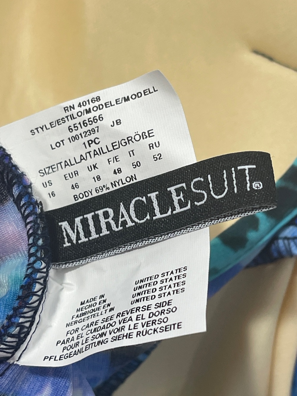 Miraclesuit One Piece Animal Spectrum Layered Escape Swimsuit Blue Tummy Control - Picture 5 of 8